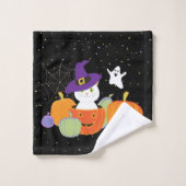 Halloween Pumpkins Cats and Ghosts Colorful Patt Bad Handdoek (Wasdoekje)
