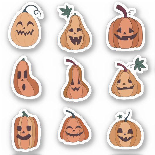 Halloween Pumpkins Custom-Cut Vinyl Sticker (Voorkant)