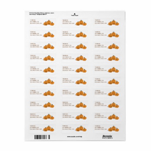 Halloween Pumpkins Cute Jack O'lantern Etiket (Full Sheet)