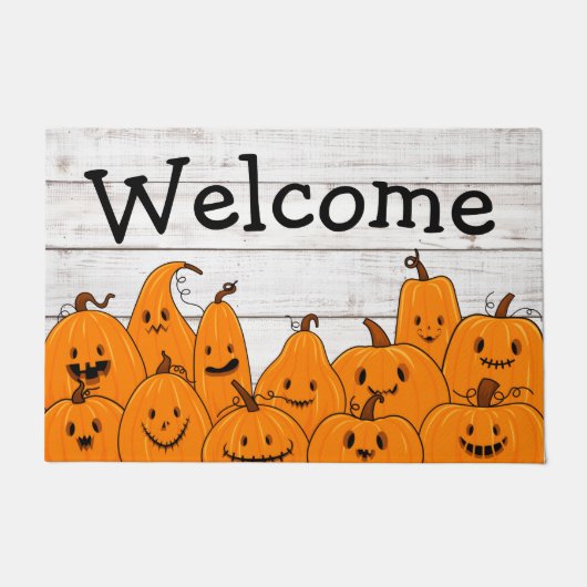 Halloween Pumpkins Cute Jackolantern Custom Deurmat (Voorkant)