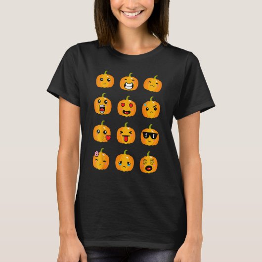 Halloween Pumpkins Emomotion Boys Girls Kinder Cut T-shirt (Voorkant)