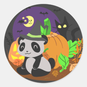 Halloween Pumpkins en Panda Ronde Sticker