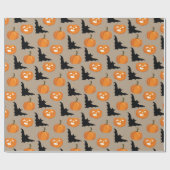 Halloween Pumpkins & Flying Bats Cadeaupapier (Vlak)