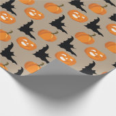 Halloween Pumpkins & Flying Bats Cadeaupapier (Hoek)