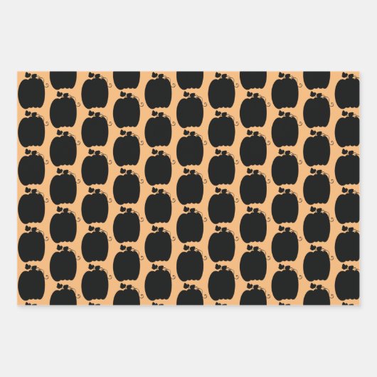 Halloween Pumpkins Hand Drawn Sinaasappel Black Pa Inpakpapier Vel (Voorkant 3)