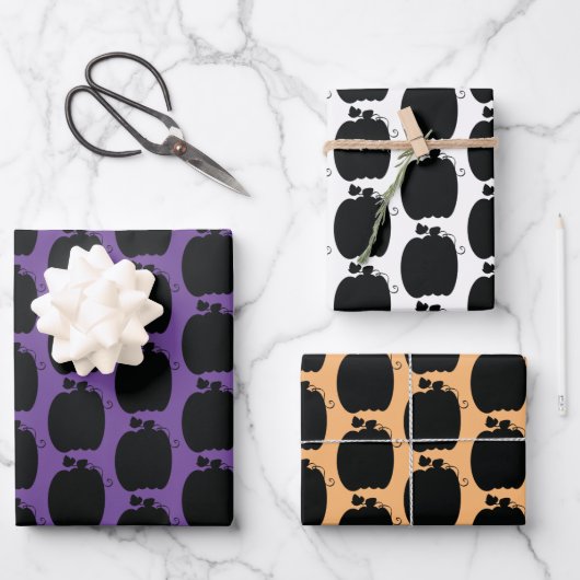 Halloween Pumpkins Hand Drawn Sinaasappel Black Pa Inpakpapier Vel (Voorkant)