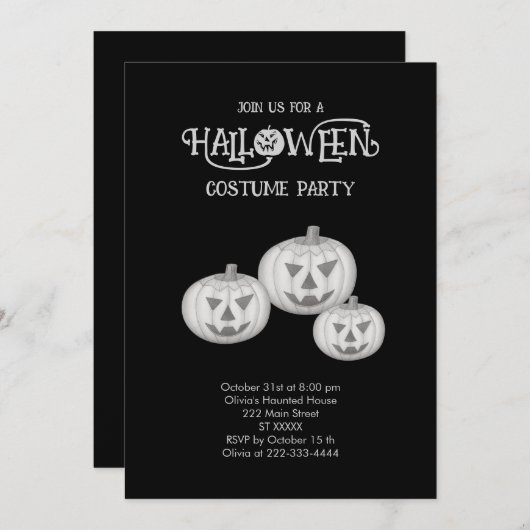 Halloween Pumpkins - Hand-getrokken illustratie Kaart (Voorkant / Achterkant)