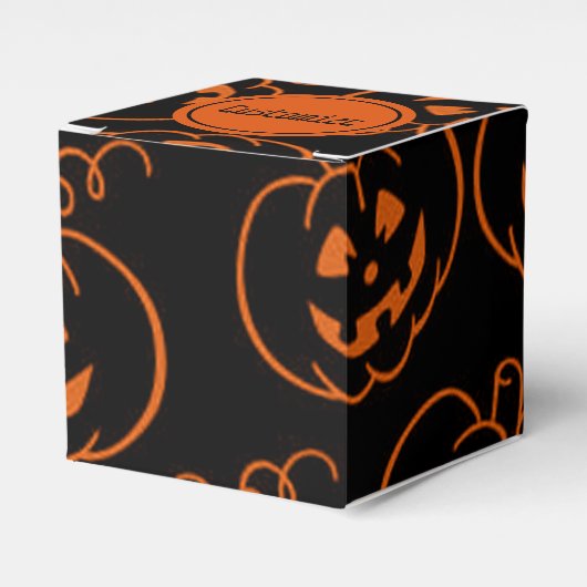 Halloween Pumpkins Jack-O-Lantern Cube Favor Box Bedankdoosjes (Voorkant Zijde)
