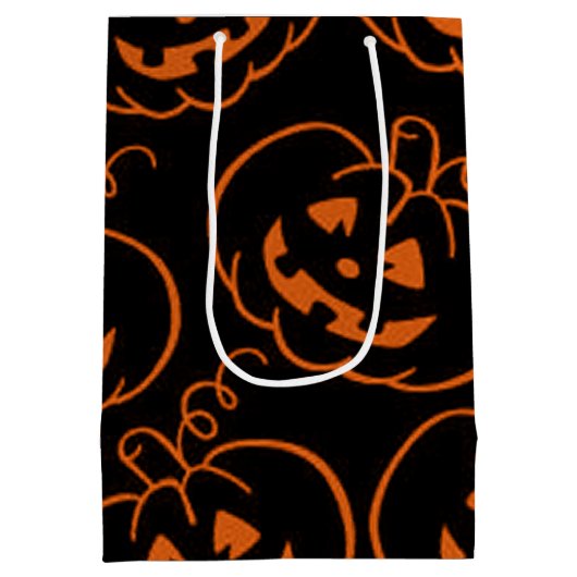 Halloween Pumpkins Jack-O-Lantern Gift Bag Medium Cadeauzakje (Achterkant)