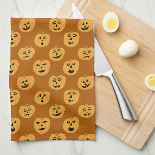 Halloween PUMPKINS Jack-O-Lantern Theedoek (Quarter Fold)