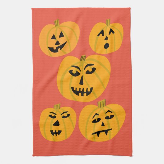 Halloween PUMPKINS Jack-O-Lantern Theedoek (Verticaal)