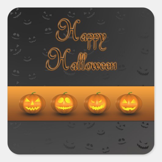 Halloween Pumpkins Jack-o-Lantern Vierkante Sticker (Voorkant)