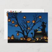 Halloween Pumpkins met heks Briefkaart (Voorkant / Achterkant)
