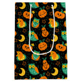 Halloween Pumpkins Moon Owls Gift Bag Medium Cadeauzakje (Achterkant)