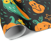 Halloween Pumpkins Moon Owls Wrapping Paper Cadeaupapier (Rol Hoek)