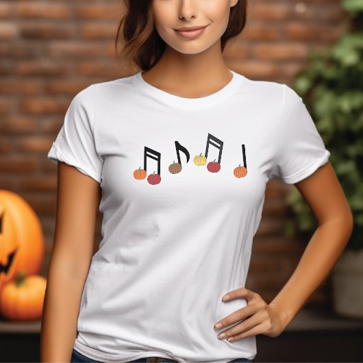Halloween Pumpkins Muzieknoten Schattige T-shirt
