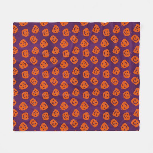 Halloween Pumpkins on Purple Background Pattern Fleece Deken (Voorkant (Horizontaal))