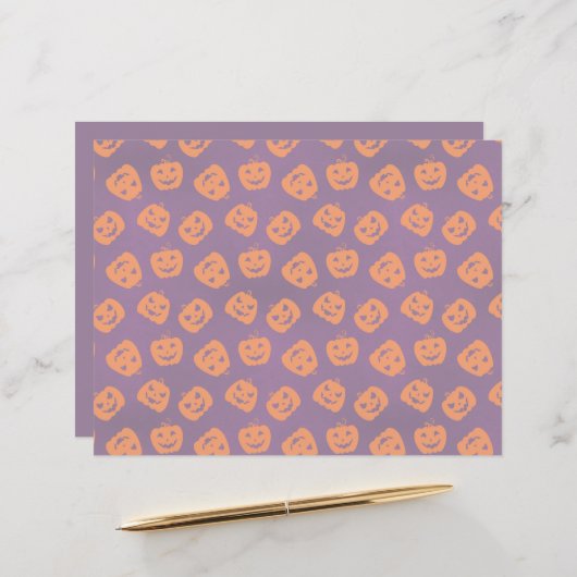 Halloween Pumpkins op Paars Achtergrondpatroon (Voorkant / Achterkant in situ)