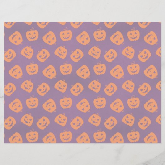 Halloween Pumpkins op Paars Achtergrondpatroon (Voorkant)