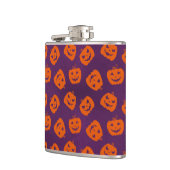 Halloween Pumpkins op Paars Achtergrondpatroon Heupfles (Links)