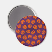 Halloween Pumpkins op Paars Achtergrondpatroon Magneet (Voorkant / Achterkant)