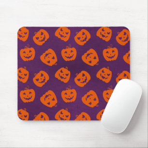 Halloween Pumpkins op Paars Achtergrondpatroon Muismat