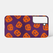 Halloween Pumpkins op Paars Achtergrondpatroon Samsung Galaxy Hoesje (Achterkant horizontaal)