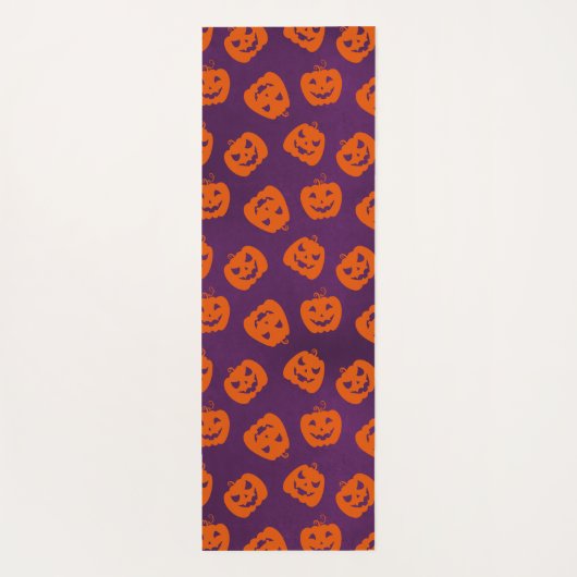 Halloween Pumpkins op Paars Achtergrondpatroon Yogamat (Achterkant)