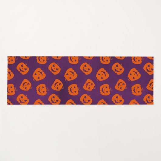 Halloween Pumpkins op Paars Achtergrondpatroon Yogamat (Voorkant (horizontaal))