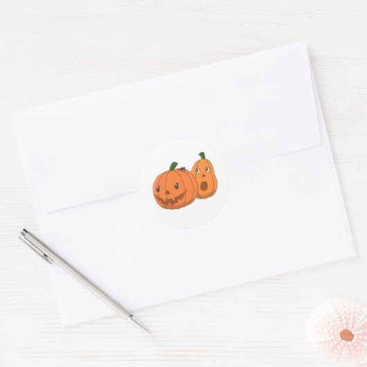 Halloween Pumpkins Pair Ronde Sticker (Envelop)