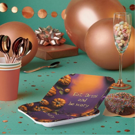 Halloween Pumpkins Papieren Bordje (Multi)