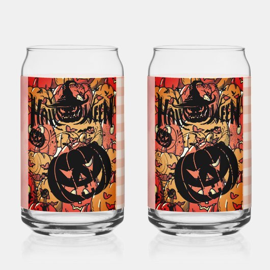 Halloween, Pumpkins Party, Black Pink Blikvorm Glas (Voorkant)