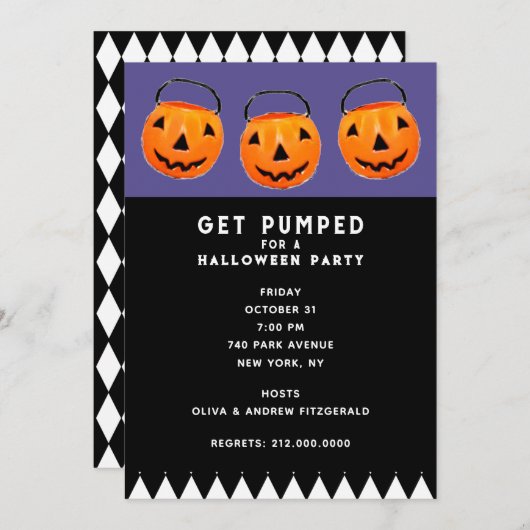 Halloween  Pumpkins Party Kaart (Voorkant / Achterkant)