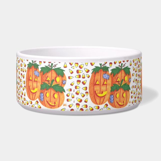 Halloween pumpkins pet bowl voerbakje (Voorkant)