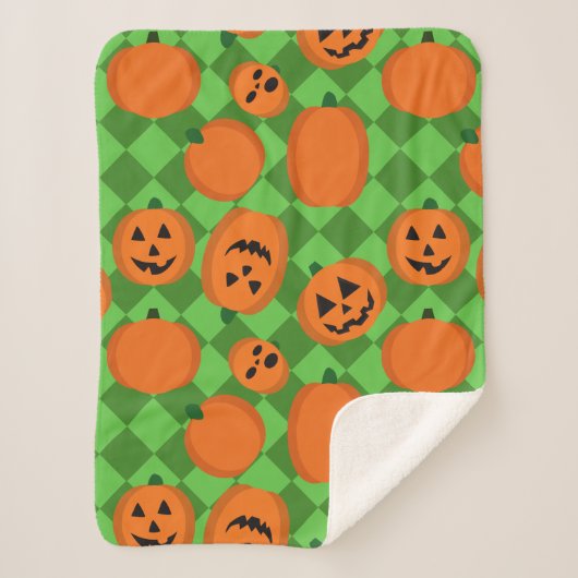 Halloween Pumpkins Sherpa Deken (Voorkant)