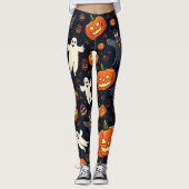 Halloween Pumpkins: Spooky Seamless Pattern. Leggi Leggings (Voorkant)