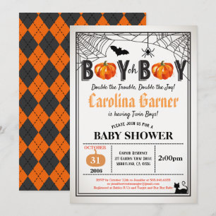 Halloween pumpkins twins babyboy douche kaart