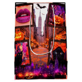 Halloween Pumpkins Vrouwelijk Zwart Medium Cadeauzakje (Achterkant)