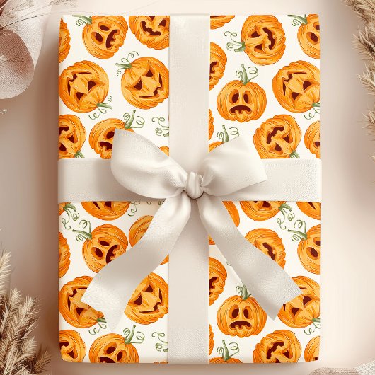 Halloween Pumpkins  Waterverf Pattern Cadeaupapier