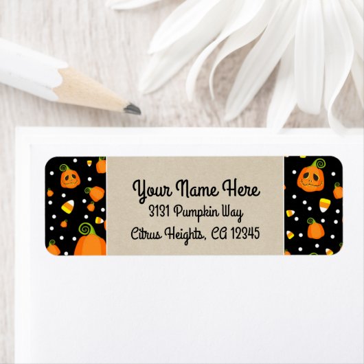 Halloween Pumpkins Whimsical Party Kraft Etiket (Insitu)