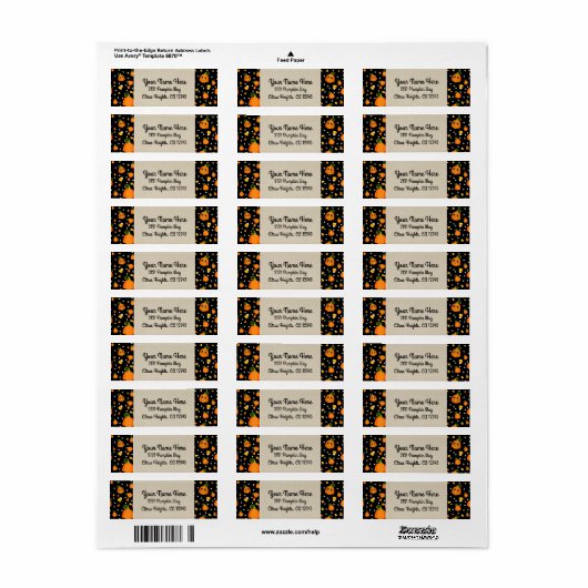 Halloween Pumpkins Whimsical Party Kraft Etiket (Full Sheet)