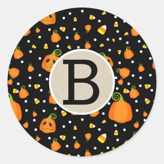 Halloween Pumpkins Whimsical Party Kraft Ronde Sticker (Voorkant)