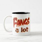 Halloween Punny Fangs Bedankt Tweekleurige Koffiemok (Links)