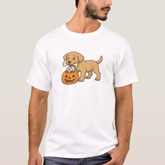 Halloween Pup with Bones and Pumpkin Pal Classic T T-shirt (Voorkant)