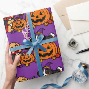 Halloween Puppies en Pompoenen Groot Cadeaupapier
