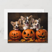 Halloween puppies met pompoen briefkaart (Voorkant / Achterkant)