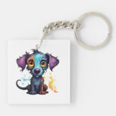 Halloween Puppy #12 Digitale kunst Sleutelhanger (Achterkant)