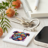 Halloween Puppy #3 Digitale kunst Sleutelhanger (Voorkant Rechts)