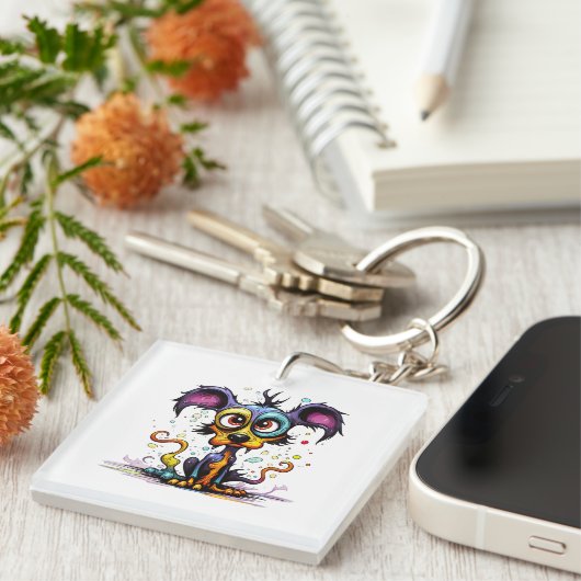 Halloween Puppy #4 Digitale kunst Sleutelhanger (Voorkant Rechts)