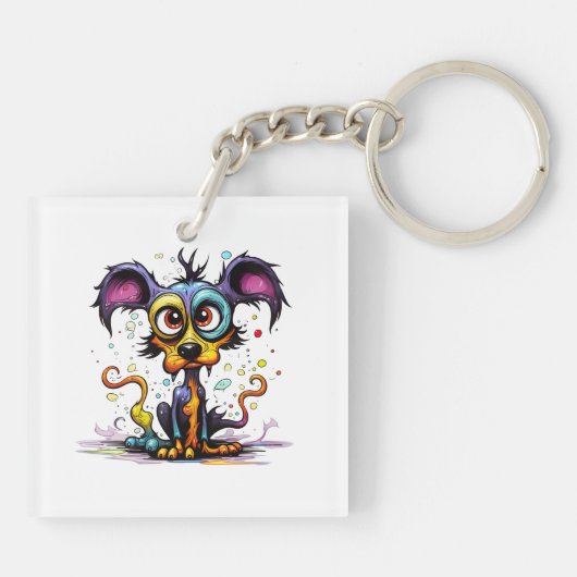 Halloween Puppy #4 Digitale kunst Sleutelhanger (Achterkant)